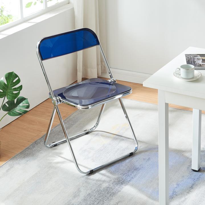 Actual product image En.Casa Klappstuhl Pornainen 2er Set Dunkelblau, transparent