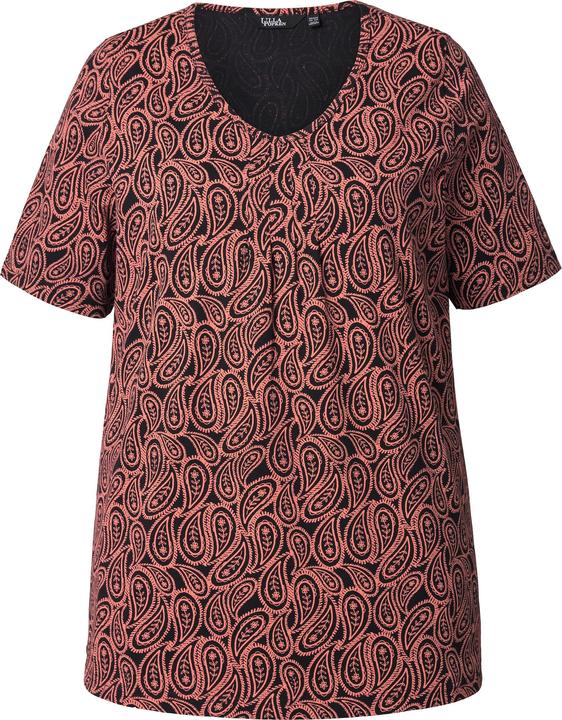Actual product image Ulla Popken Paisley Short Sleeve V-Neck Tee (46, 48)