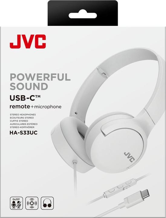 Productafbeelding JVC HA-S33UC USB-C hoofdtelefoon - Wit (HAS33UCWU) (Bedraad)