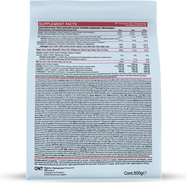 Nährwerte und Zutaten QNT Whey Protein Light Digest 500g (Erdbeere, 1 Stk., 500 g)