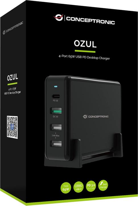 Produktbild Conceptronic OZUL 4-Port 65W USB-PD Desktop-Ladegerät (65 W, 1 Port)