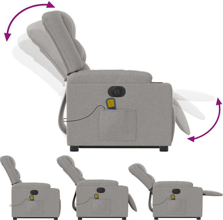 Produktbild VidaXL Massagesessel mit Aufstehhilfe Elektrisch Wolkengrau Stoff