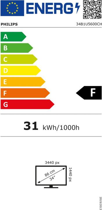 Energy Label Philips 34B1U5600CH (3440 x 1440 pixels, 34")