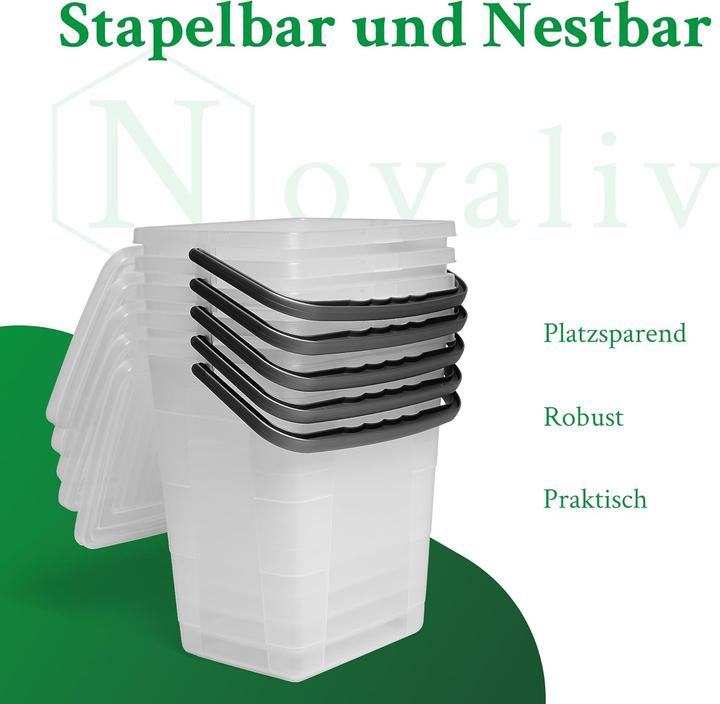Produktbild Novaliv 2X Waschmittelbox mit Deckel 7 Liter Transparent und Dosierlöffel 23,5 x 18 x 26,5 cm Waschp (18 cm, 7 l, 2x)