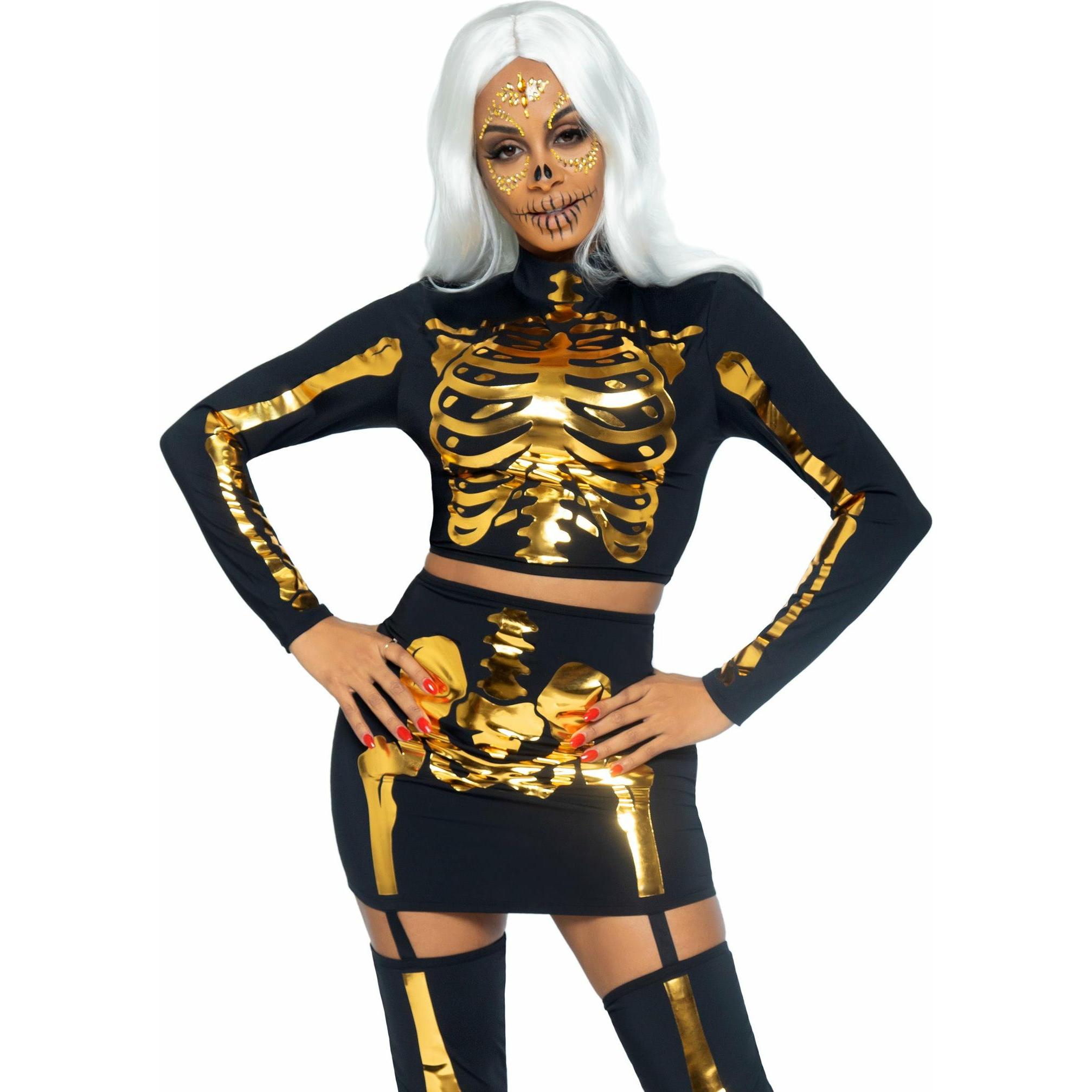 Leg Avenue Gold-Glamour Skelettgirl Kostüm (L)