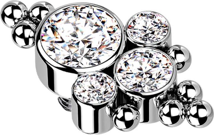 Immagine prodotto Star Piercing Dermal Anchor argento otto perline e quattro cristalli argento (senza ottone, Titanio)