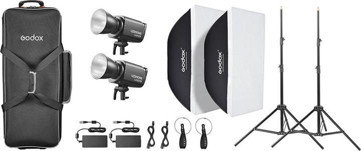 Produktbild Godox LA300Bi K2 black - Kit 2 x LA300Bi/Softbox/Light Stand + 1 x Bag (Videoleuchte)
