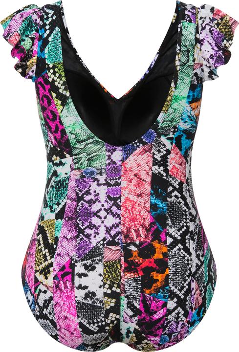 Image du produit Ulla Popken Maillot de bain à mélange d'imprimés et bonnets souples. Manches papillon (44)
