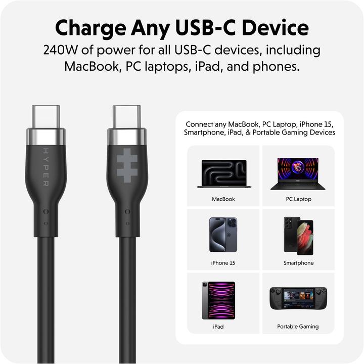 Actual product image Targus 1M Silicone 240W USB-C Charging Cable - (1 m, USB 2.0, 240 W)
