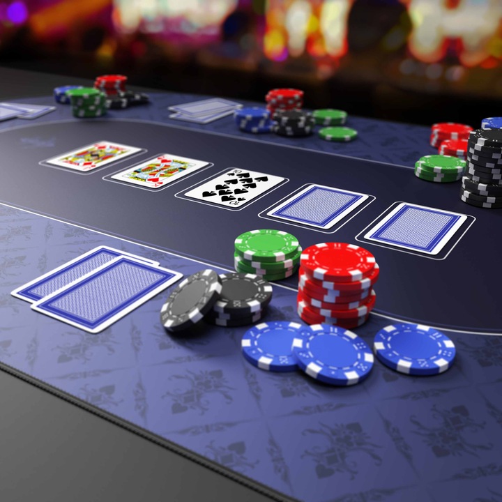 Actual product image CSL Poker mat, large desk pad 1000x600mm, oval poker table pad for card games, blue