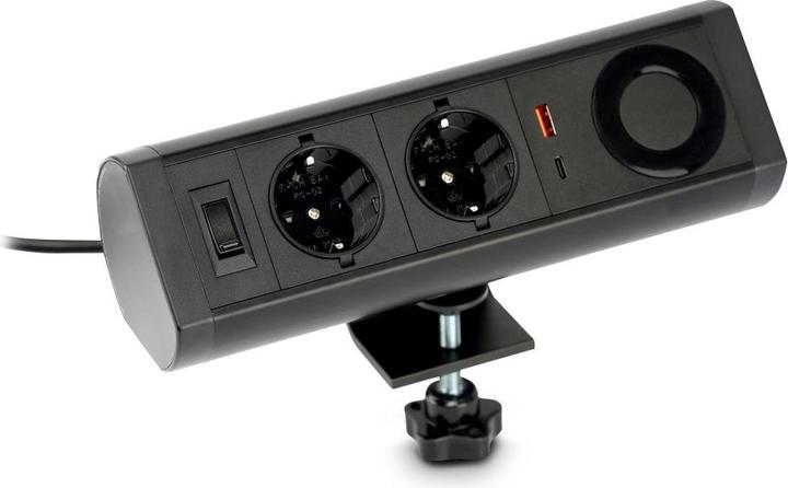 Actual product image Urban Factory Powee Desk: Double Eu Socket W/Usb-A (2 x, CEE 7/3, 1.35 m)