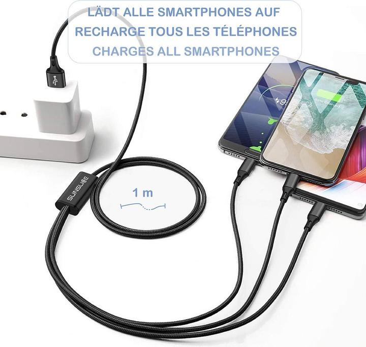 Immagine prodotto Sunslice Cavo Trident 3-in-1 (1 m, USB 3.2 Gen 1, 12 W)