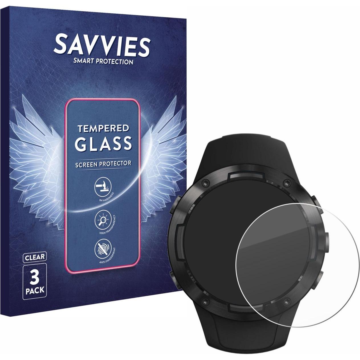 Savvies Panzerglas Hartglas Displayschutz, Smartwatch Schutzfolie, Transparent