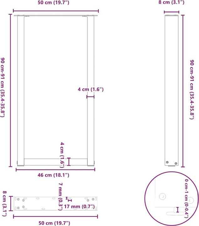 Actual product image vidaXL Bartischbein