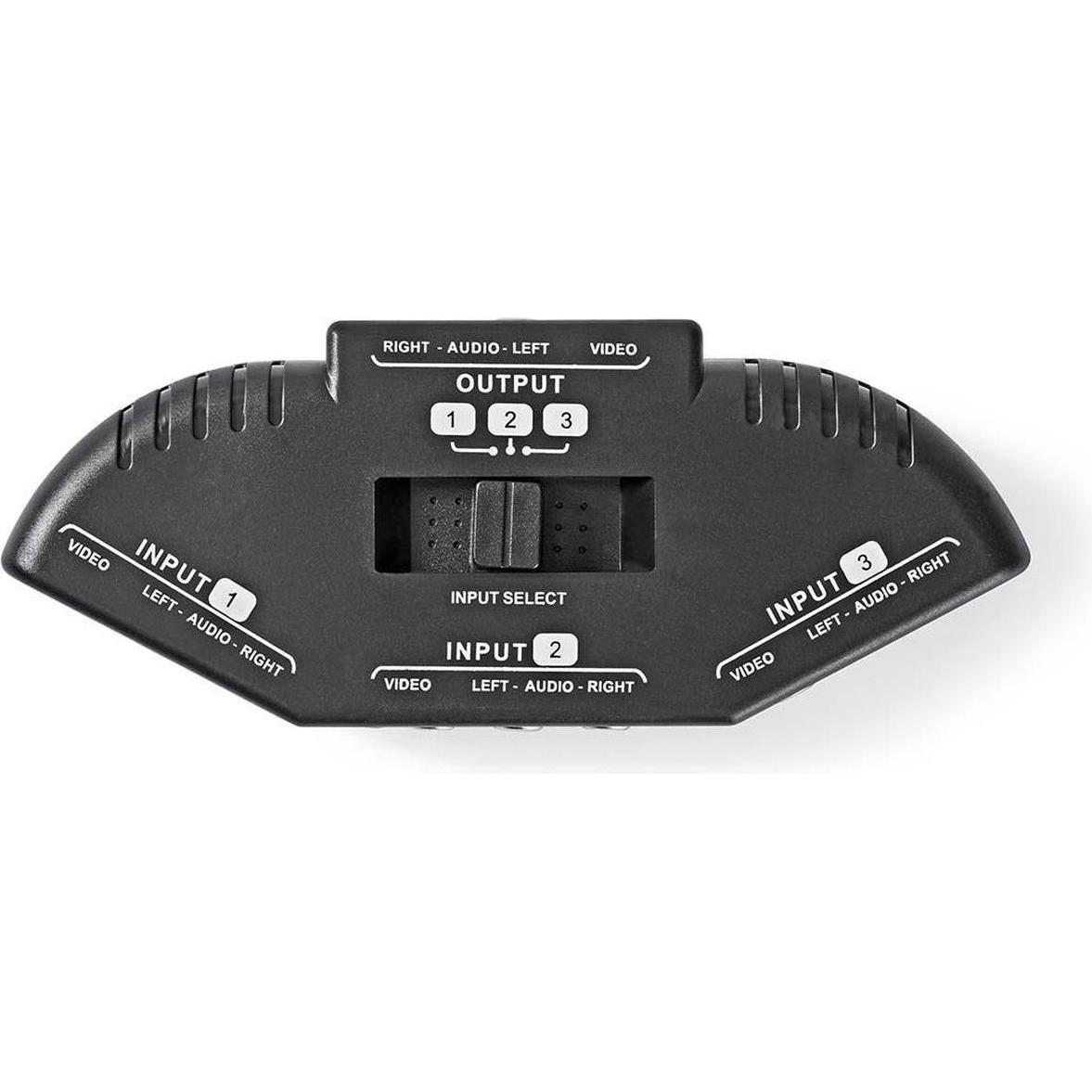 Nedis Commutatore AV con 3 porte, 3 ingressi cinch (RWY)., Switch box