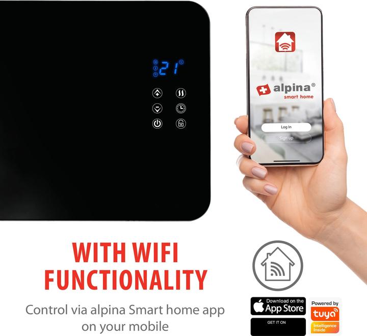 Actual product image Alpina Glass panel heater 230V 2000W (2000 W)