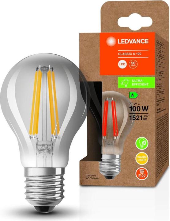 Image du produit Osram EFFICACITÉ ÉNERGÉTIQUE FILAMENT A 100 72 W E27A (E27, 1521 lm, 1x)