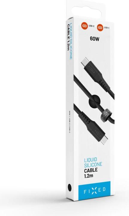 Actual product image Fixed Liquid Silicone Cable USB-C/USB-C, 1,2m, 60W, black (1.20 m, USB 2.0, 60 W)