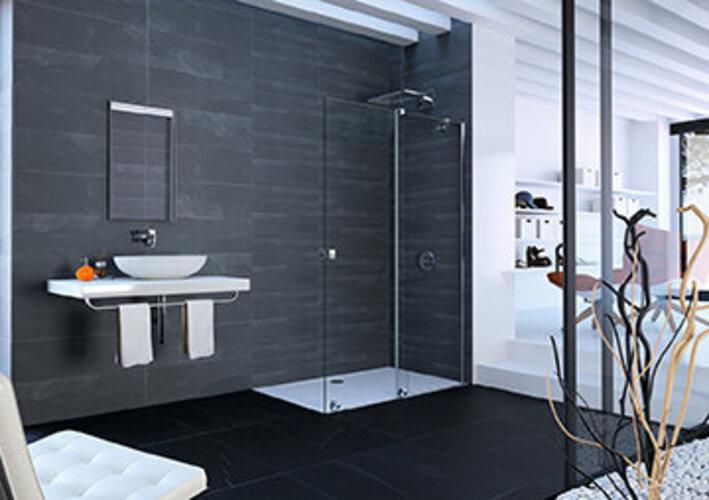 Produktbild Hüppe Xtensa pure Walk-In Gleittür 1teilig, mit festem Segment, Breite:100cm, Anschlag rechts, Sta (211 cm, 100 cm, 200 cm)