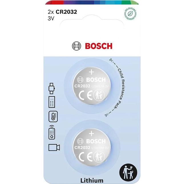 BOSCH BATTERIE 2 STÜCK CR2032 LITHIUM CR2032B2/00 (2 pz., CR2032), Batterie + pile