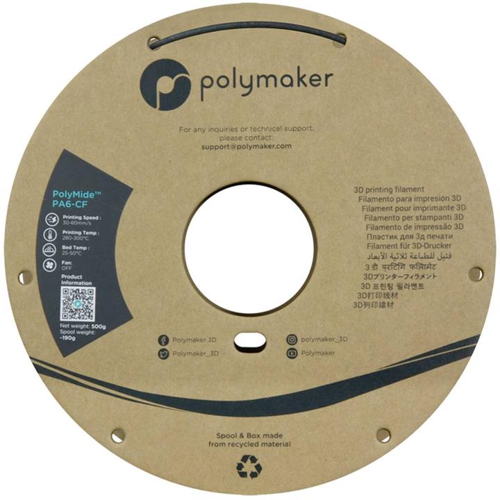 Actual product image Polymaker PolyMide PA6-CF V2 - Black - 2.85mm - 500g (Carbon, Nylon, 2.85 mm, 500 g)