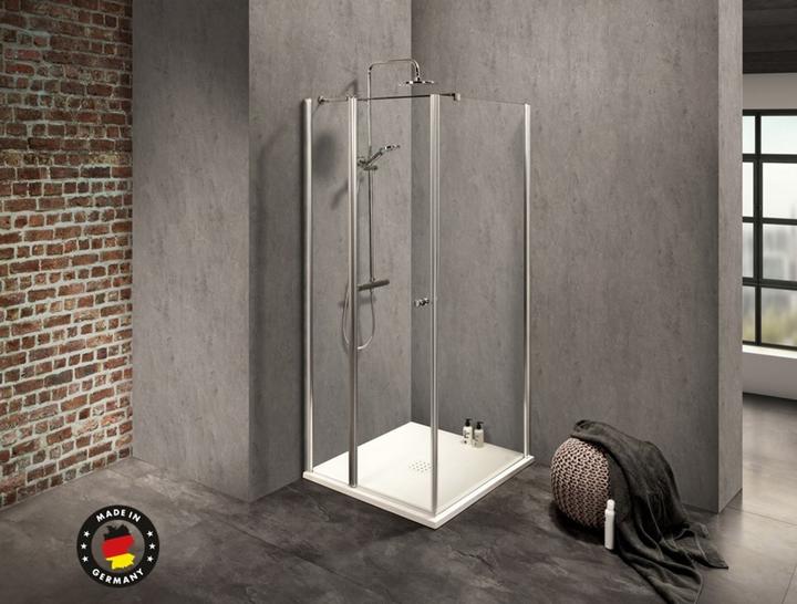 Produktbild Dusbad Duschkabine/ Duschabtrennung Vital 2 Drehtür an Festteil links + Duschwand rechts (Kombination) (75 cm, 77.50 cm, 202.50 cm)