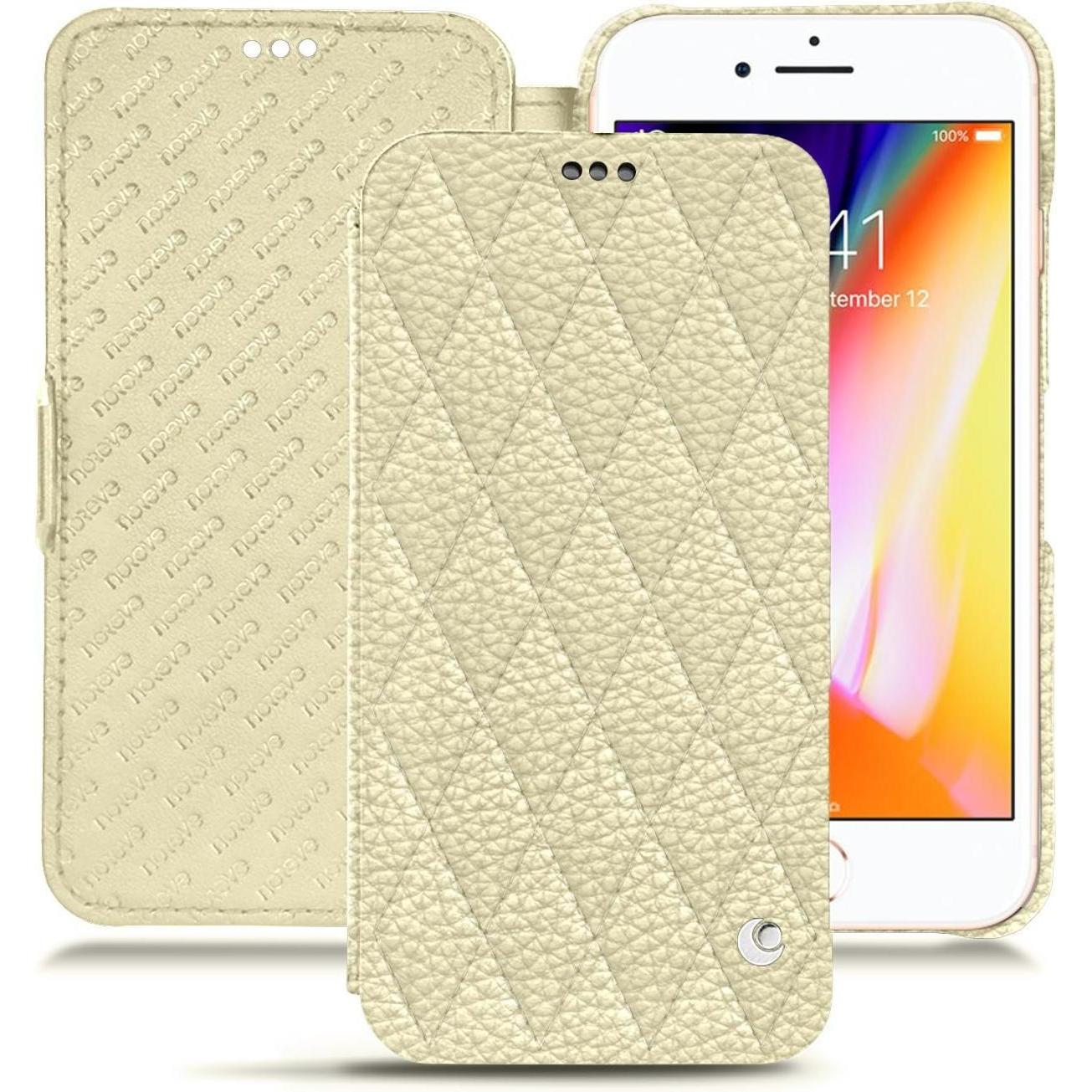 Noreve Lederschutzhülle horizontal (Apple iPhone 8), Smartphone Hülle, Weiss