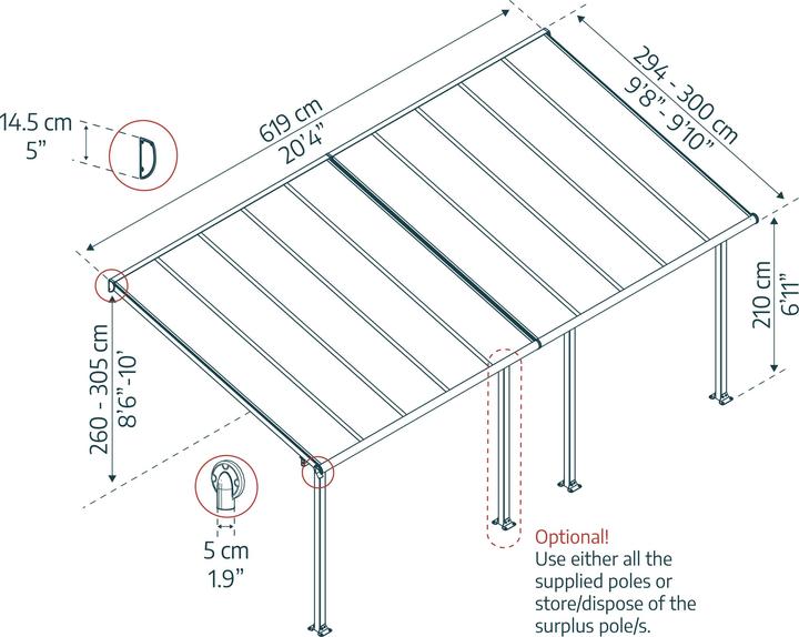 Produktbild Palram Terrassenberdachung CanopiaOlympia 3x6.1 619 x 295 cm wei