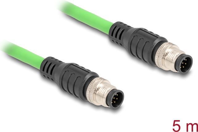 Produktbild Delock M12 Kabel A-kodiert 8 Pin Stecker zu Stecker PUR (TPU) 5 m (SF/UTP, 5 m)