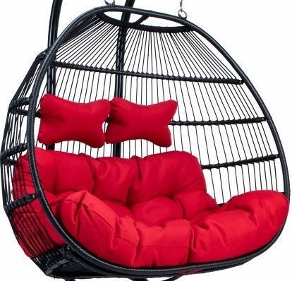 Produktbild PureHaven Hängesessel für 2 Personen 130x120x200 cm Rattan-Kunststoffgeflecht mit Kissen wasserfest (250 kg)