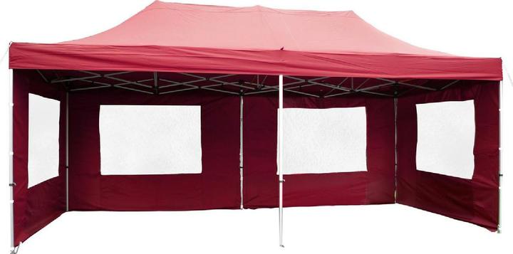 Produktbild VCM PROFI Faltpavillon Partyzelt 3x6 m burgund mit Seitenteilen wasserdichtes Dach (600 cm, 600 cm)