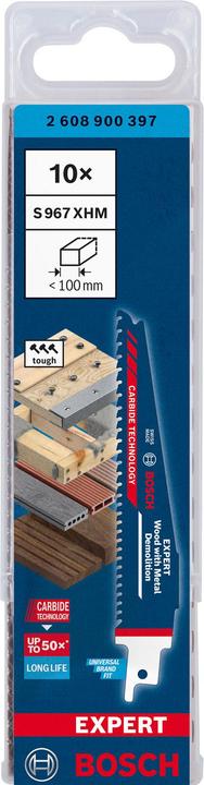 Productafbeelding Bosch Professional Zubehör Expert Hout met Metaal Sloop S 967 XHM reciprozaagblad, 10 stuks
