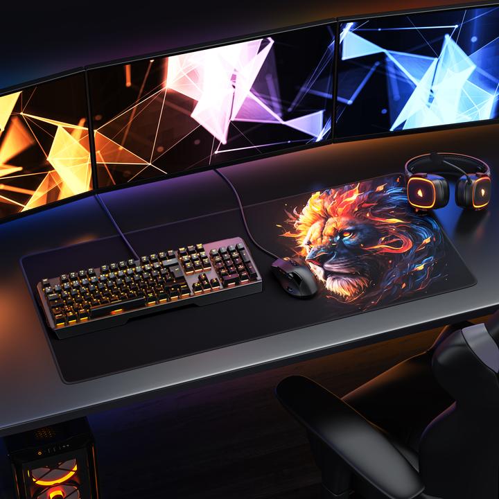 Actual product image Titanwolf Gaming mouse pad, 900 x 400mm XXL speed gaming mouse mat, mouse pad extra large surface, Fire Lion (XXL)