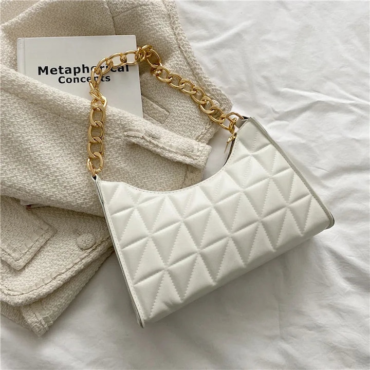Produktbild Only-Bags.Store Diamantmuster Umhängetasche PU-Leder Solide Farbe Nische Kette Handtasche Mode Unterarm