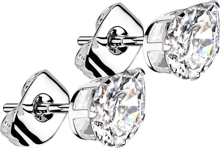 Immagine prodotto Star Piercing Orecchini a perno in argento con cristallo a goccia in argento (senza ottone, Acciaio chirurgico 316L)