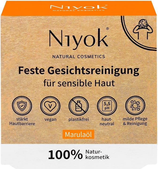 Niyok Nettoyage solide du visage Huile de marula (Lingettes nettoyantes pour le visage)