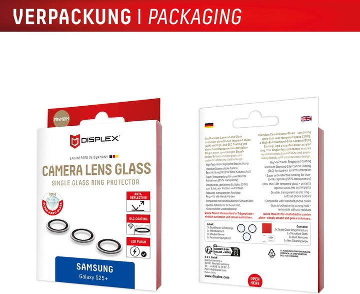 Image du produit Displex Premium Camera Lens Glass (1 pièce(s), Samsung Galaxy S25+)