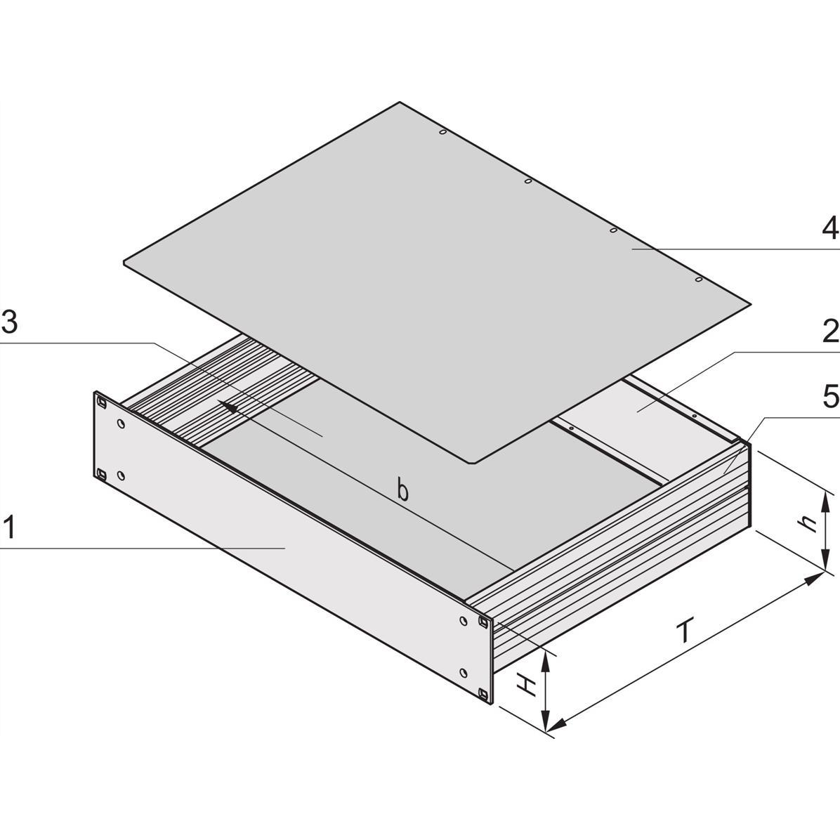 Thumbnail - Schroff 19"-Kompletteinschub aus Aluminium, Deck- und Bodenblech geschlossen - M, Serverschrank Zubehör