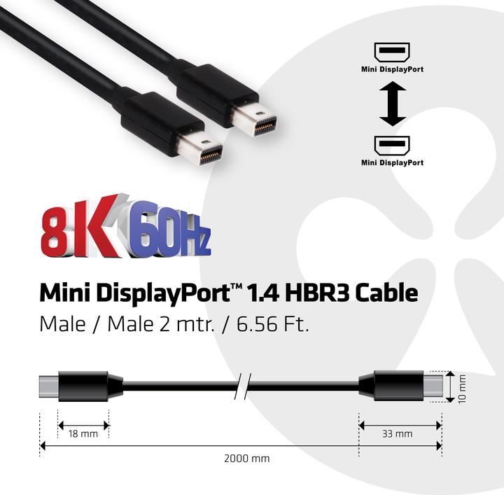 Image du produit Club 3D Mini DisplayPort — Mini DisplayPort (2 m)
