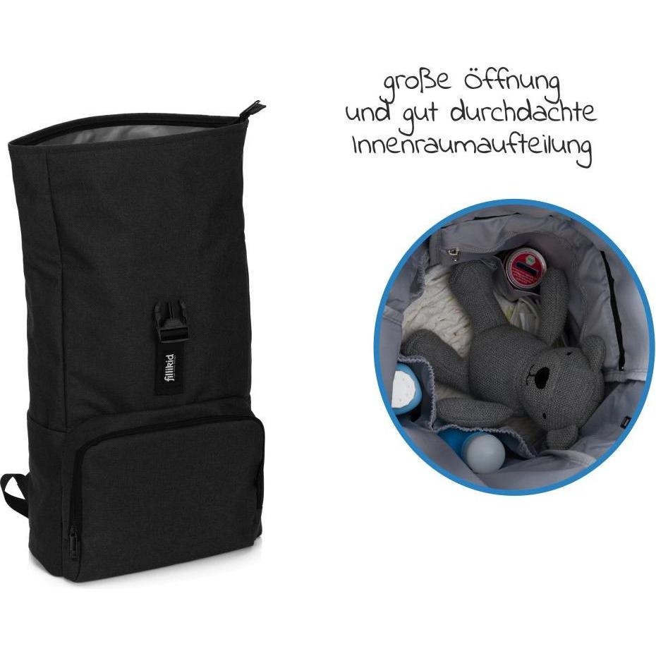 Thumbnail - Fillikid Wickeltaschen & Wickelrucksäcke Wickelrucksack Tokio im Rolltopstil inkl.