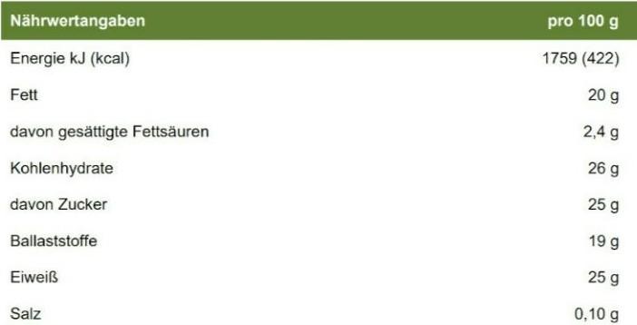 Nährwerte und Zutaten Powerbar True Organic Protein Bar (45G) (Haselnuss, Kakao, 1 Stk., 45 g)