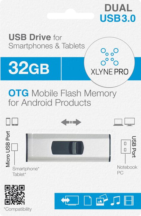 Produktbild Xlyne Retractable Dual Key (32 GB, Micro USB, USB-A, USB 3.0)