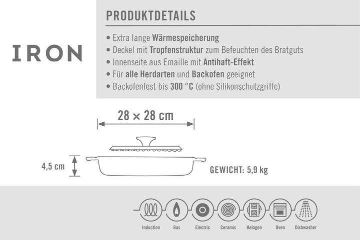 Produktbild Woll Grillpfanne Iron mit Steakpresse Carbon Grey (Grillpfanne, Gusseisen)
