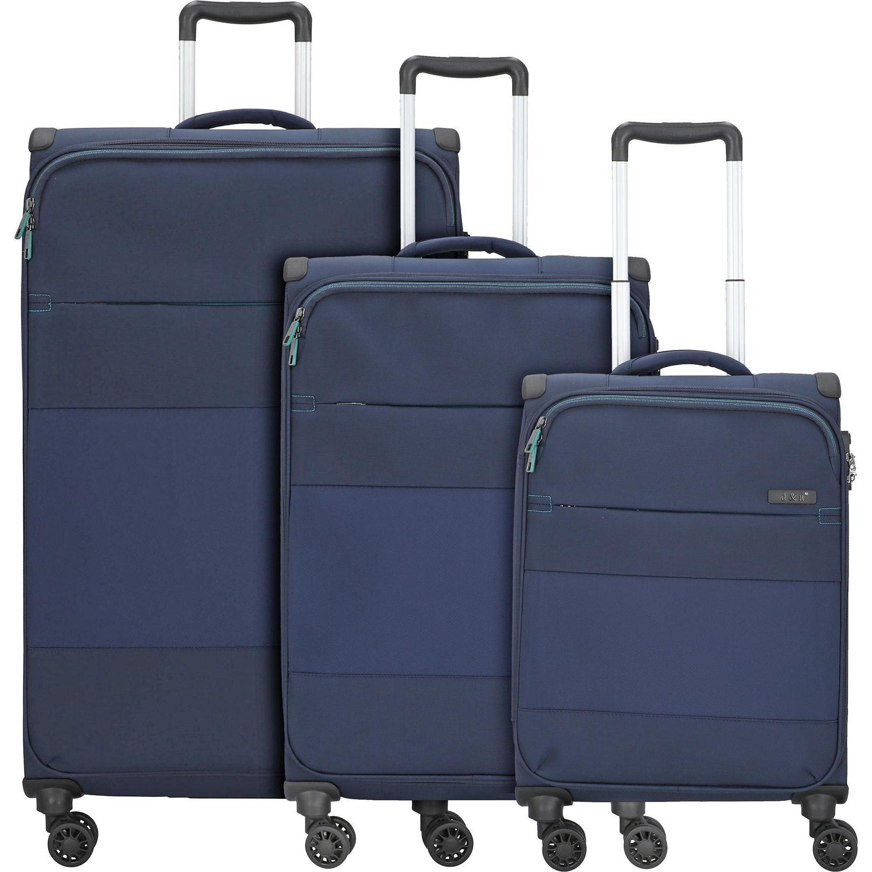 D&N, Koffer, Travel Line 9004 4-Rollen Kofferset 3tlg., Blau, (204 l, XL (ab 115l))