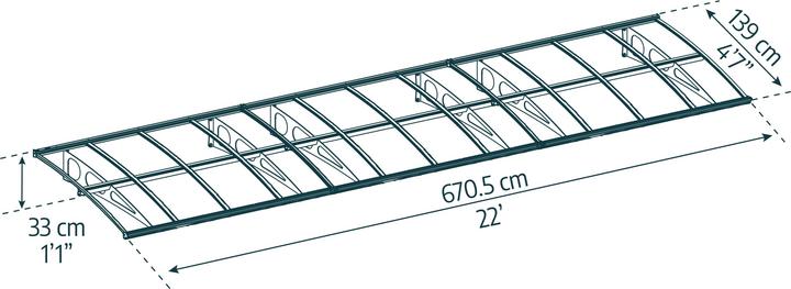 Actual product image Palram Canopy Bordeaux 670.5x139 cm white polycarbonate clear