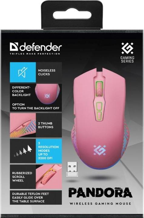 Actual product image Defender PANDORA RF 3200DPI 7P Wireless Gaming Mouse, Pink (Wireless)