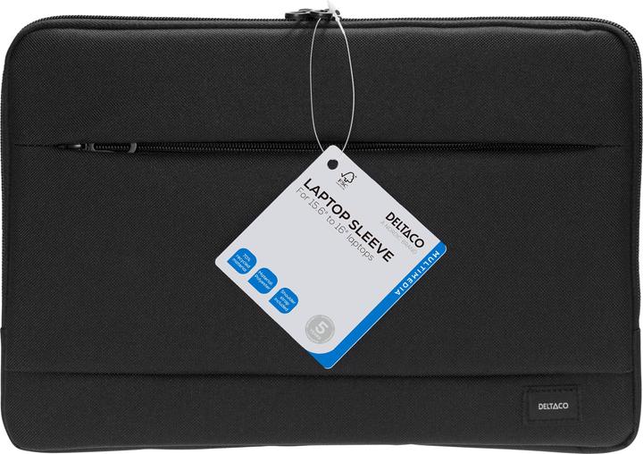 Actual product image Deltaco 15.6-16" Laptop sleeve, made of recycled polyester, black (16", Universal)