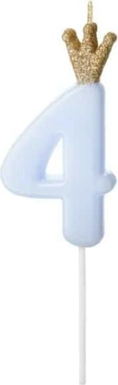 Partydeco Zahlenkerze mit Krone Zahl 4 (1 x)