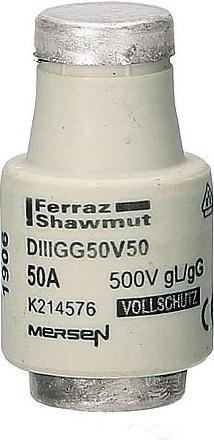 Produktbild Mersen D-Sicherungseinsatz D III 50A weiss DIIIGG50V50 (K214576) (50 A)