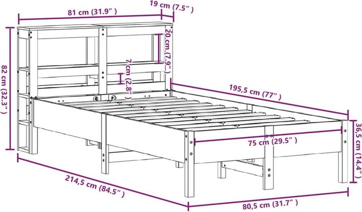 Image du produit vidaXL Bettgestell (75 x 190 cm)